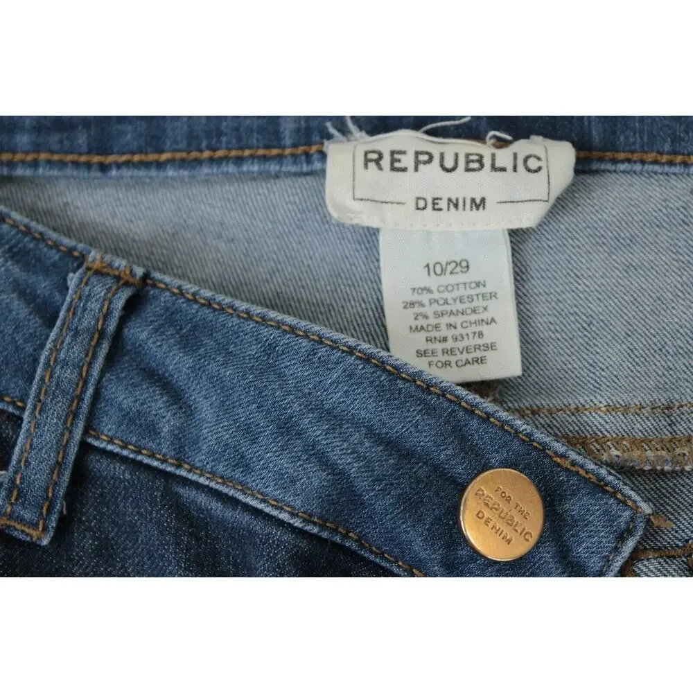 For The Republic Two Tone Denim Ankle Jeans Raw Hem Women 10 / 29 Blue Pants - Picture 9 of 10